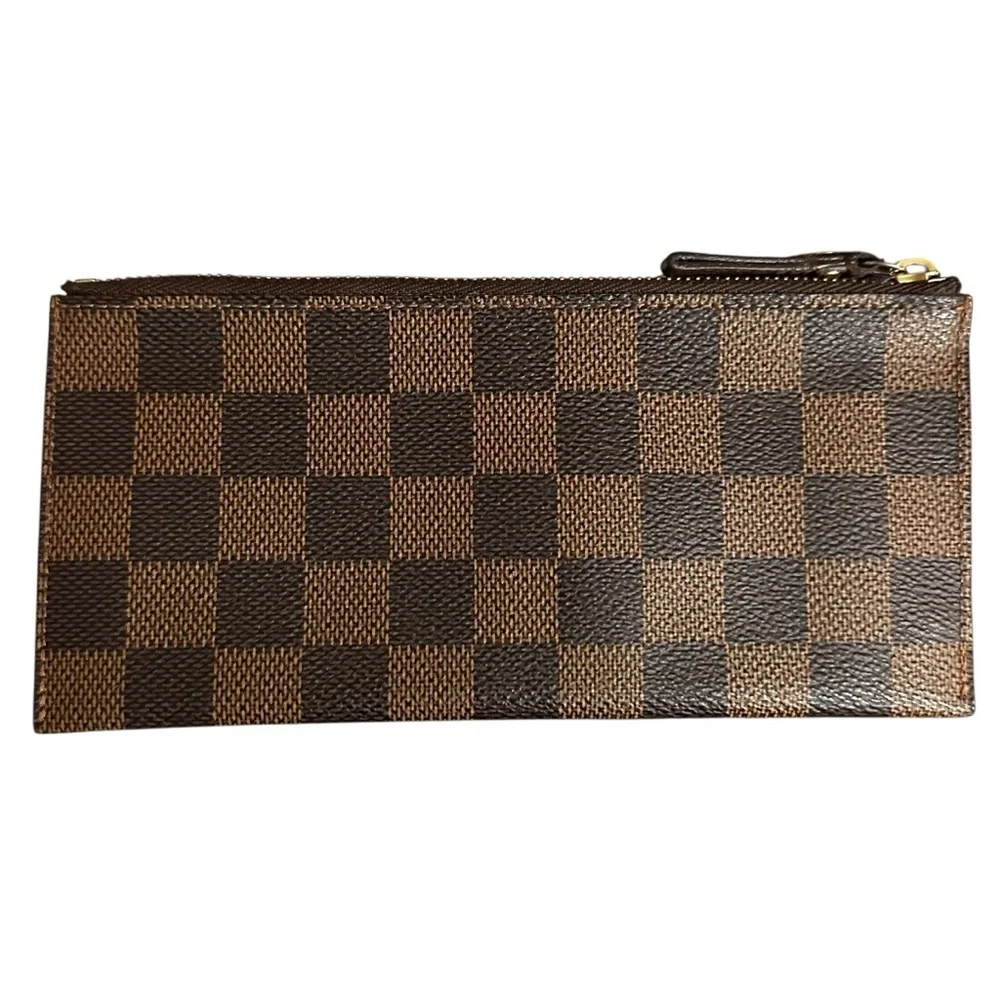 Louis Vuitton Damier Ebene Leather Slim Zippered Pouch Insert